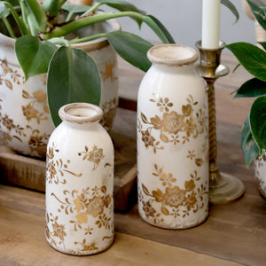 Gold Floral Bottle Vase