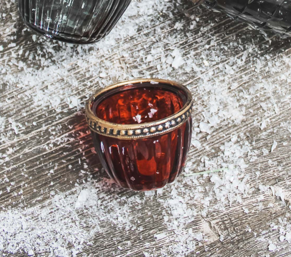 Distressed glass tea light holders
