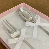 Tea & Cake - Hand Stamped Vintage Cutlery Set