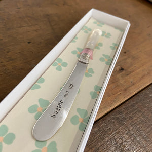 Mother of Pearl or Silver handled Hand Stamped Vintage Butter Knife