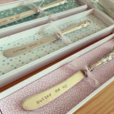 Mother of Pearl or Silver handled Hand Stamped Vintage Butter Knife