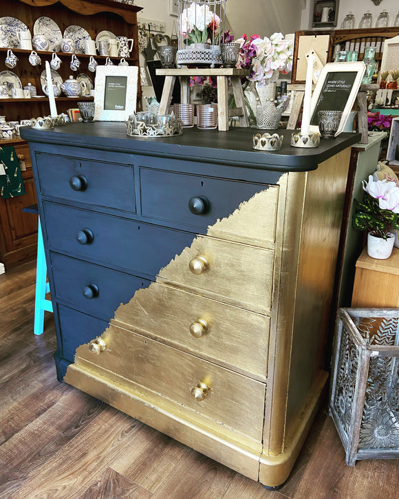 Graphite and Gold Chest of Drawers