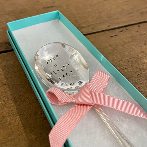 Just a little bit - Hand Stamped Vintage Spoon