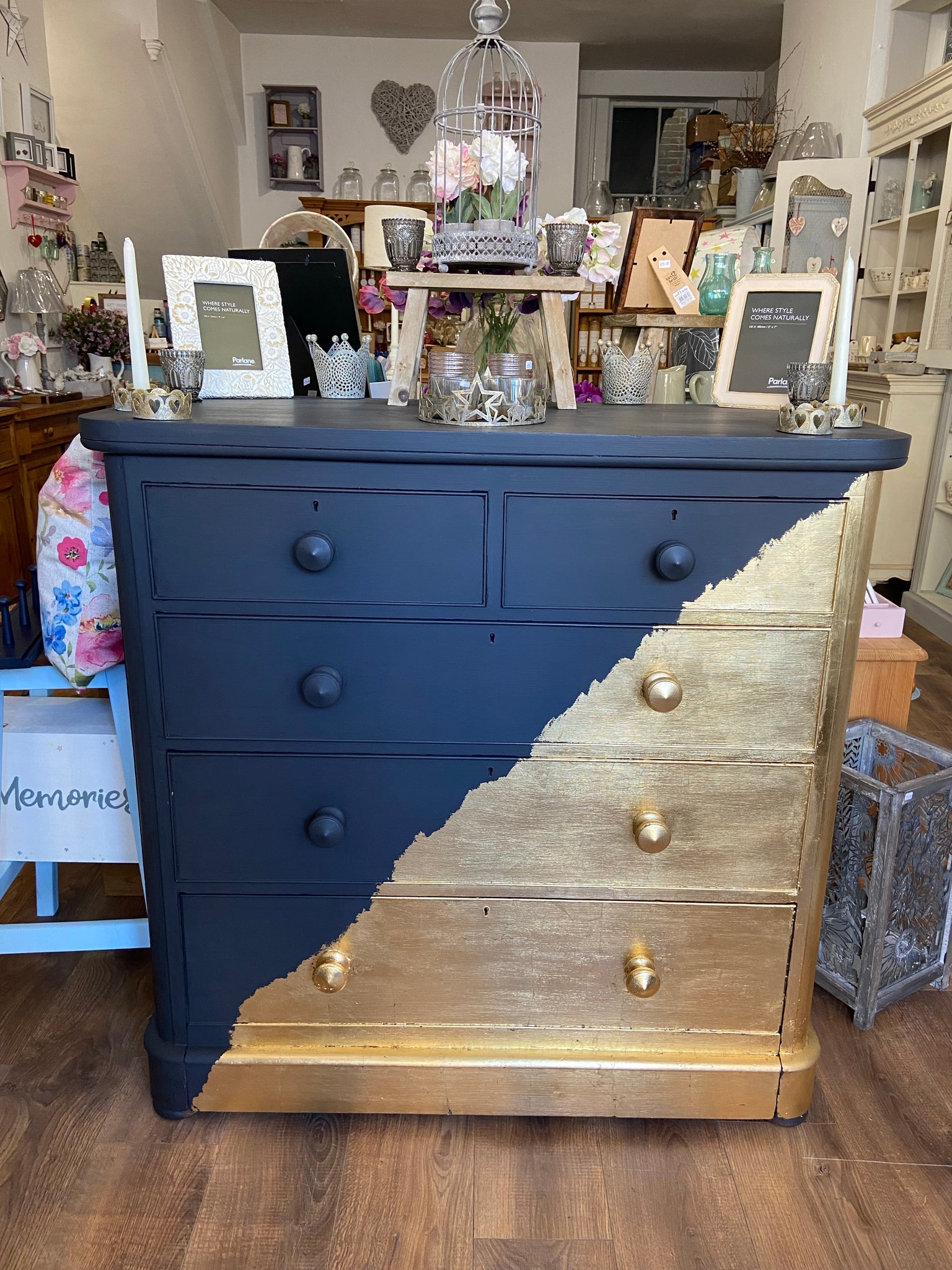 Graphite and Gold Chest of Drawers MaggieandBelle Graphite and Gold Chest of Drawers MaggieandBelle