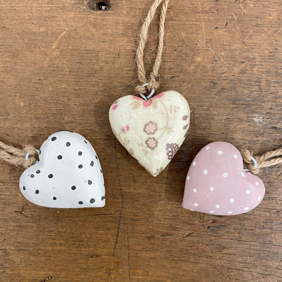 Chunky Spotty Hanging Hearts